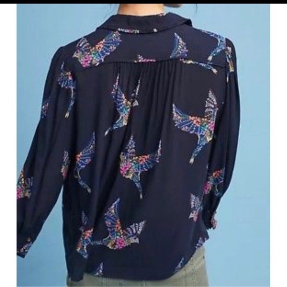 Anthropologie Maeve Aldin bird button down shirt - Picture 2 of 9